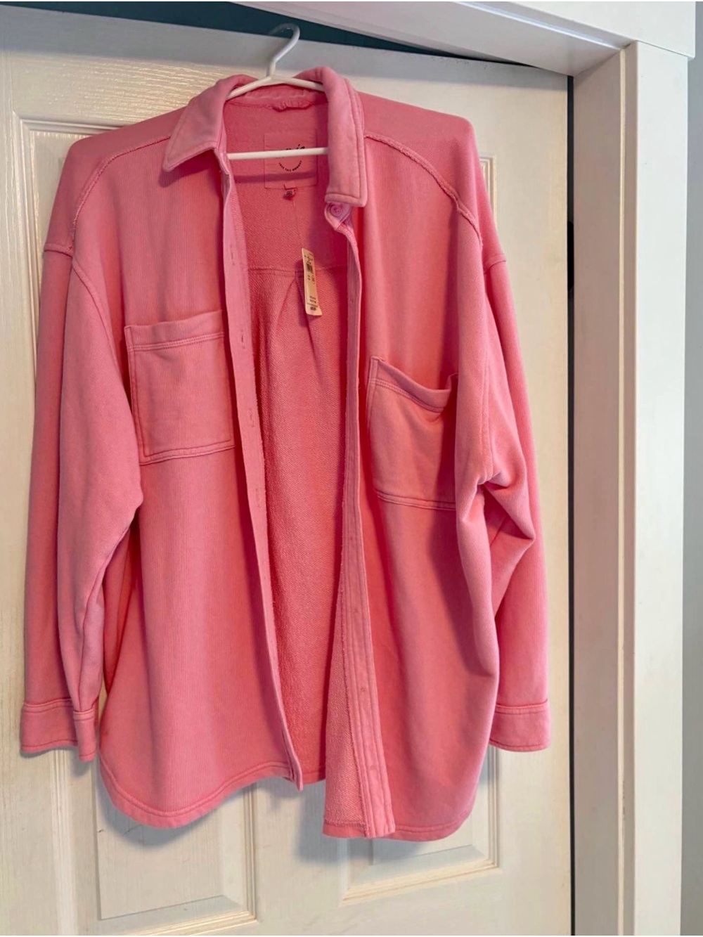 aerie Pink Open-Front Overshirt Cardigan
